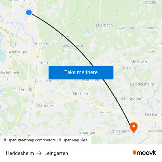 Heddesheim to Leingarten map