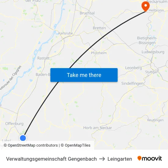 Verwaltungsgemeinschaft Gengenbach to Leingarten map