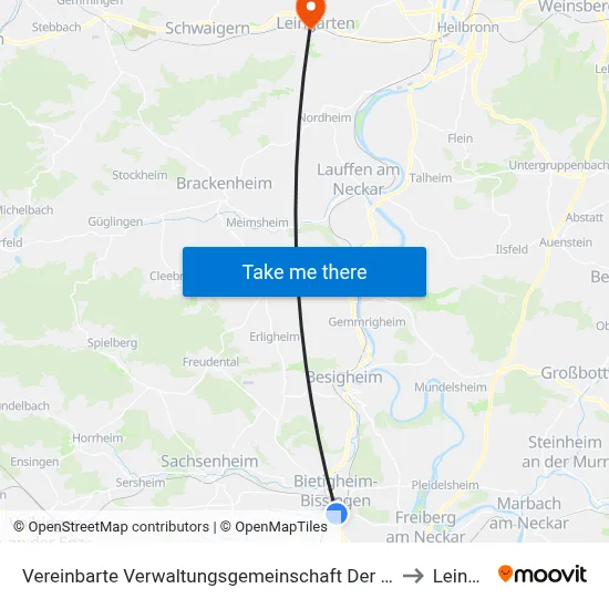 Vereinbarte Verwaltungsgemeinschaft Der Stadt Bietigheim-Bissingen to Leingarten map