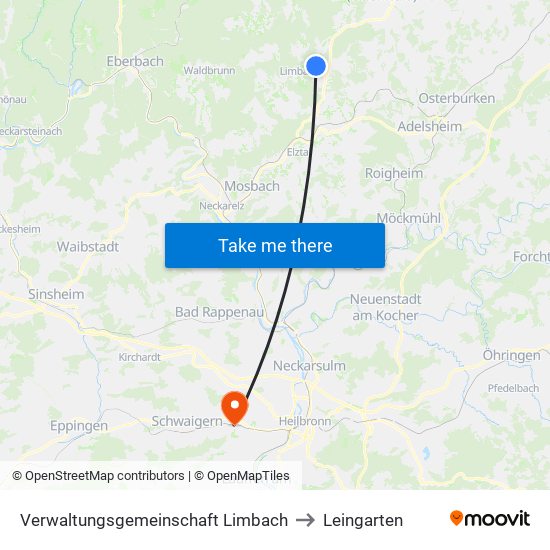 Verwaltungsgemeinschaft Limbach to Leingarten map