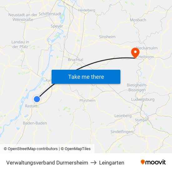 Verwaltungsverband Durmersheim to Leingarten map