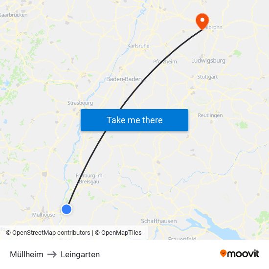 Müllheim to Leingarten map