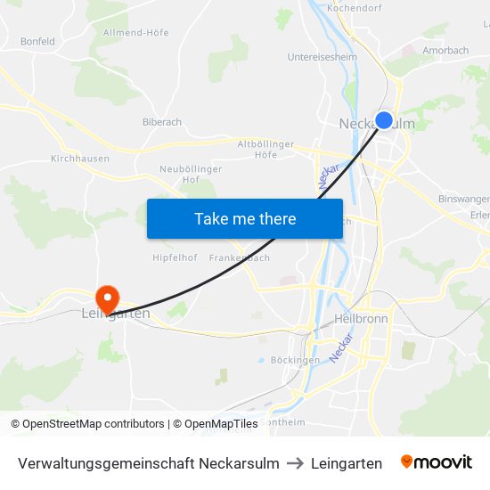 Verwaltungsgemeinschaft Neckarsulm to Leingarten map