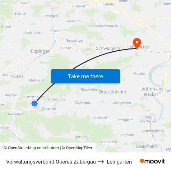 Verwaltungsverband Oberes Zabergäu to Leingarten map