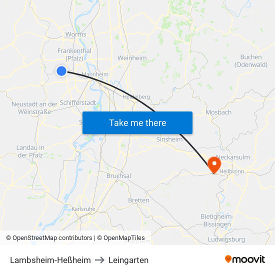 Lambsheim-Heßheim to Leingarten map