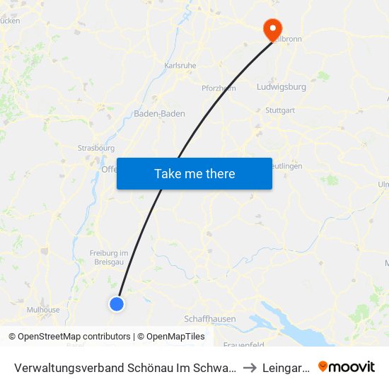 Verwaltungsverband Schönau Im Schwarzwald to Leingarten map