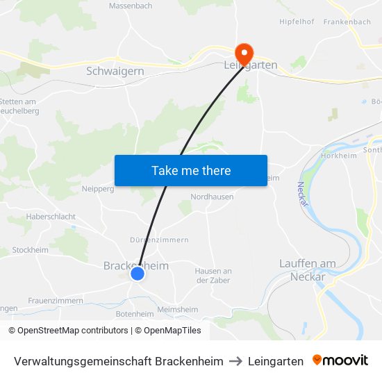 Verwaltungsgemeinschaft Brackenheim to Leingarten map