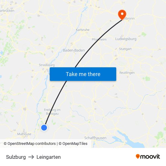 Sulzburg to Leingarten map