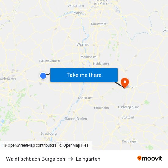 Waldfischbach-Burgalben to Leingarten map