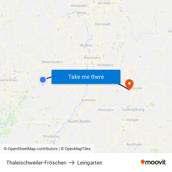 Thaleischweiler-Fröschen to Leingarten map