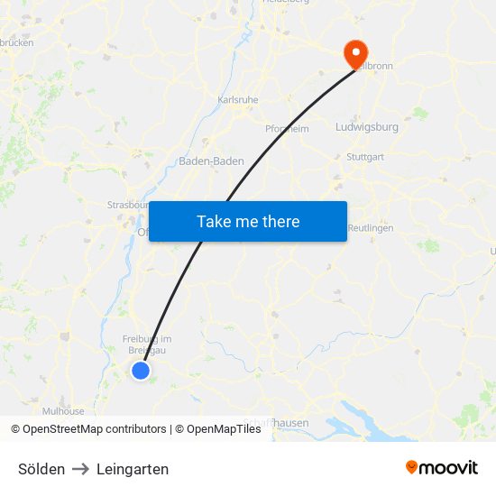 Sölden to Leingarten map