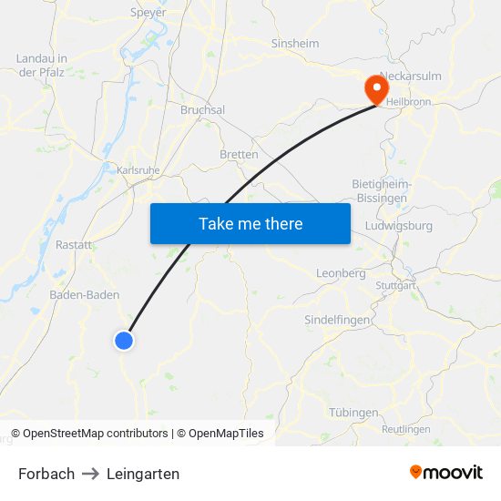 Forbach to Leingarten map