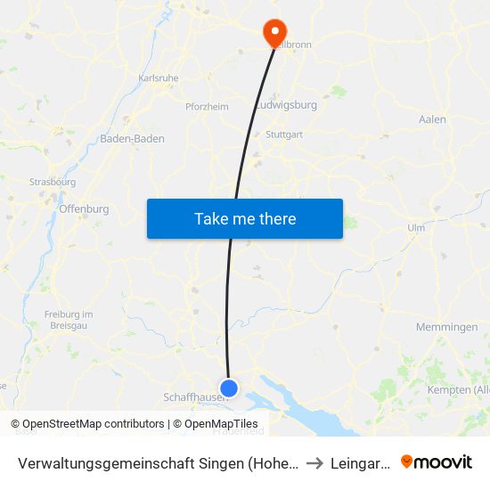 Verwaltungsgemeinschaft Singen (Hohentwiel) to Leingarten map