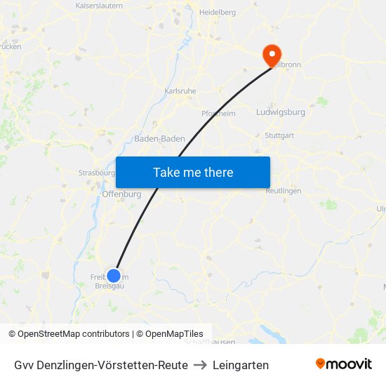 Gvv Denzlingen-Vörstetten-Reute to Leingarten map