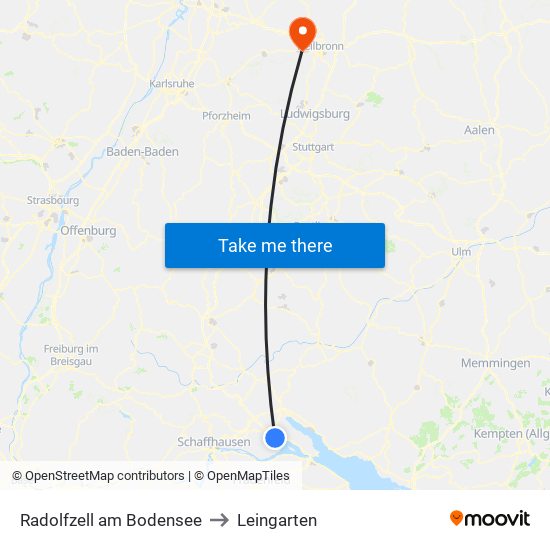 Radolfzell am Bodensee to Leingarten map