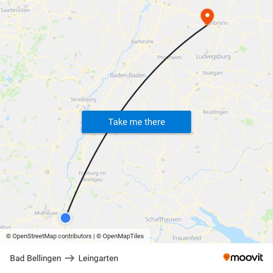 Bad Bellingen to Leingarten map