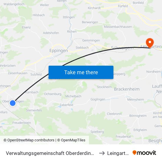 Verwaltungsgemeinschaft Oberderdingen to Leingarten map