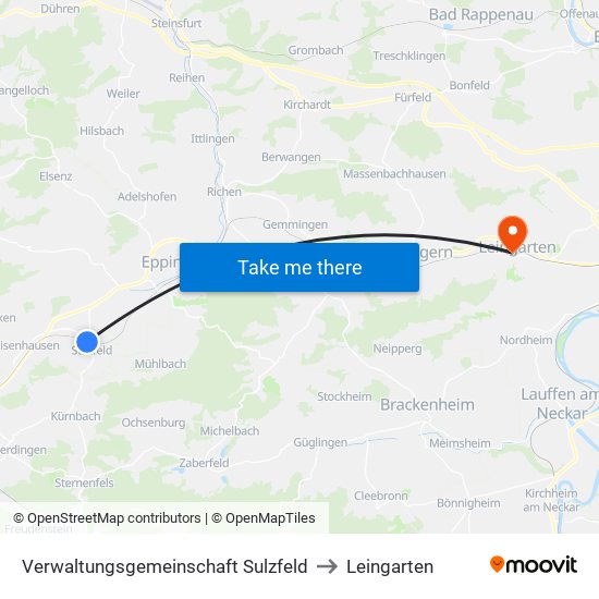 Verwaltungsgemeinschaft Sulzfeld to Leingarten map