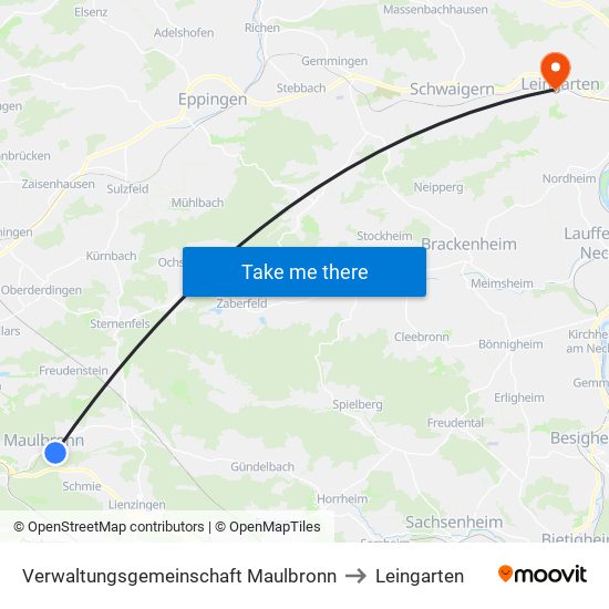Verwaltungsgemeinschaft Maulbronn to Leingarten map