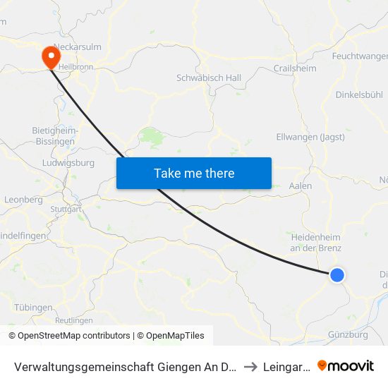 Verwaltungsgemeinschaft Giengen An Der Brenz to Leingarten map