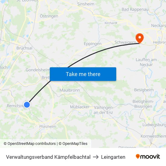 Verwaltungsverband Kämpfelbachtal to Leingarten map