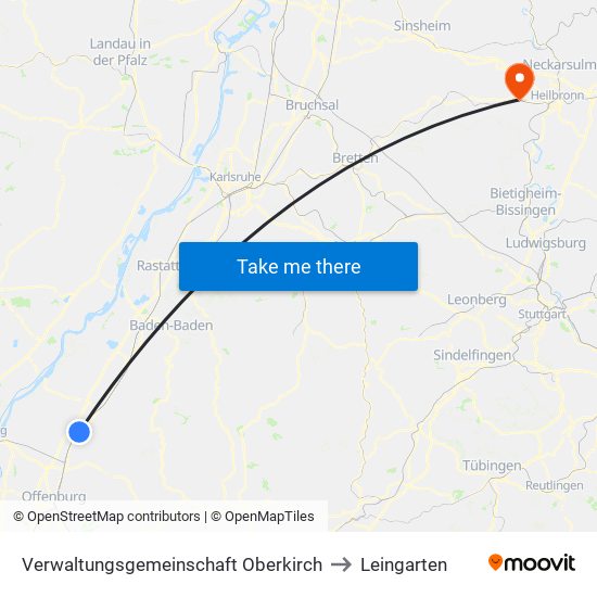 Verwaltungsgemeinschaft Oberkirch to Leingarten map
