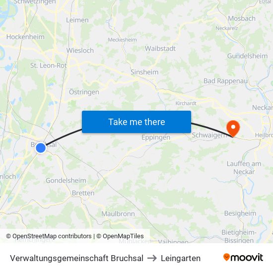 Verwaltungsgemeinschaft Bruchsal to Leingarten map