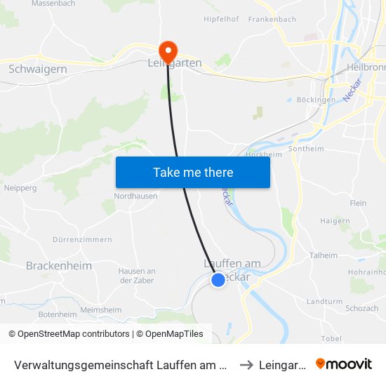 Verwaltungsgemeinschaft Lauffen am Neckar to Leingarten map