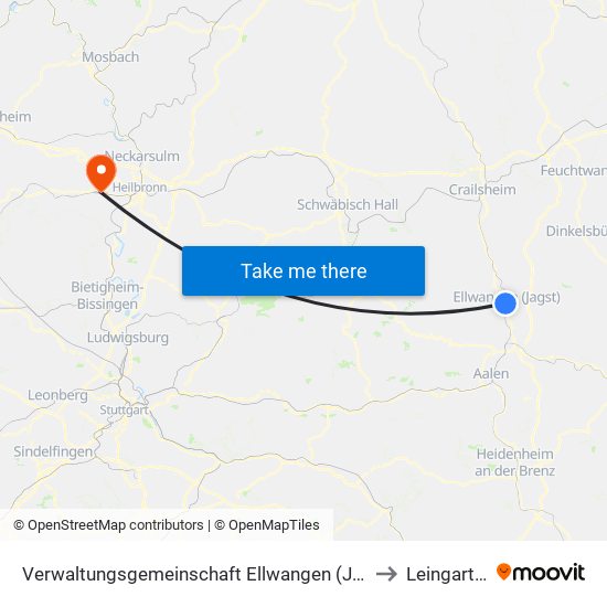 Verwaltungsgemeinschaft Ellwangen (Jagst) to Leingarten map