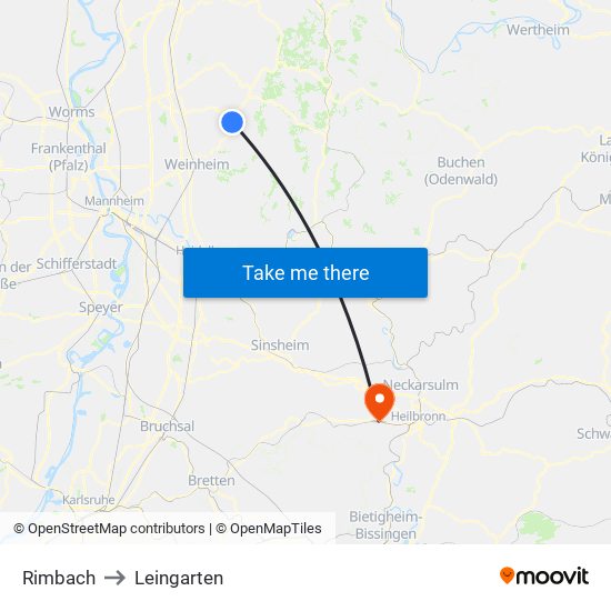 Rimbach to Leingarten map