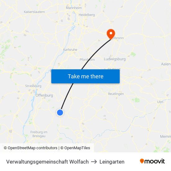 Verwaltungsgemeinschaft Wolfach to Leingarten map