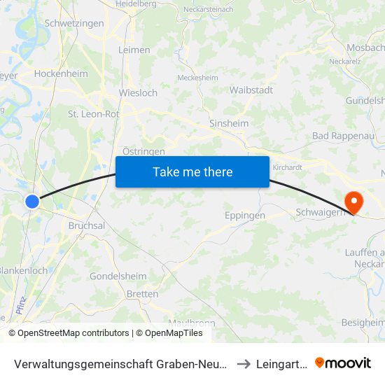 Verwaltungsgemeinschaft Graben-Neudorf to Leingarten map