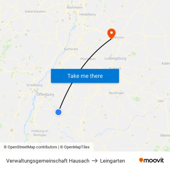 Verwaltungsgemeinschaft Hausach to Leingarten map