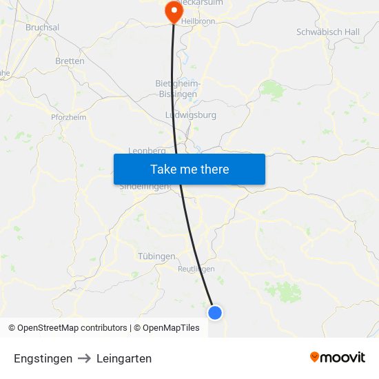 Engstingen to Leingarten map