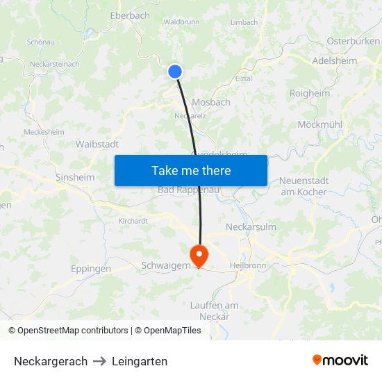 Neckargerach to Leingarten map