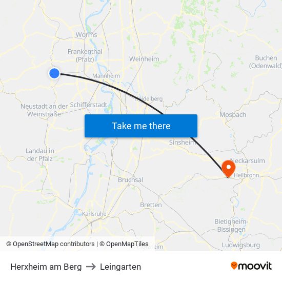 Herxheim am Berg to Leingarten map