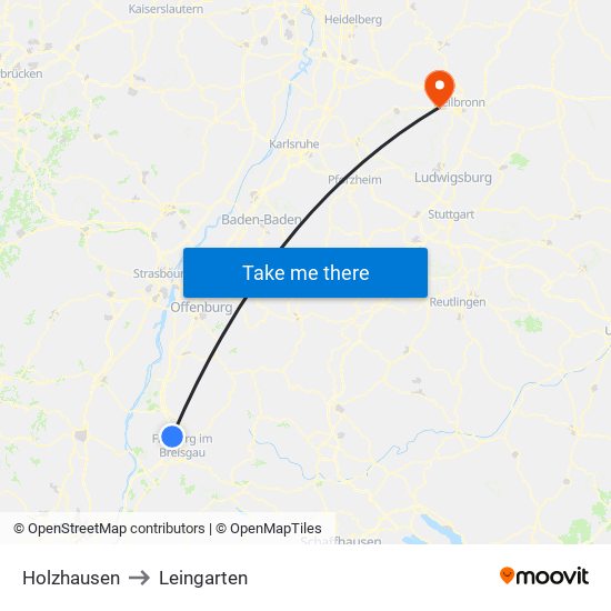 Holzhausen to Leingarten map