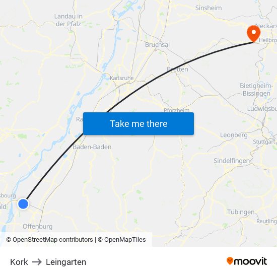 Kork to Leingarten map