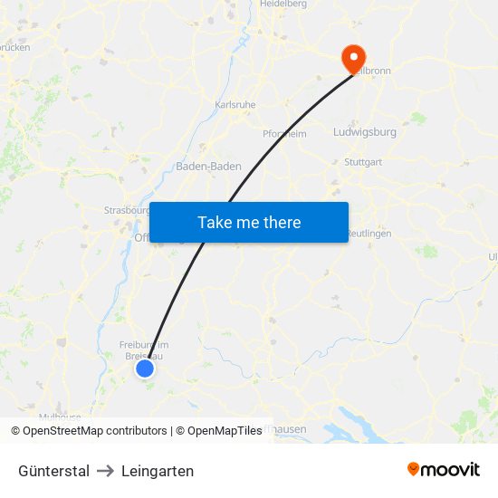 Günterstal to Leingarten map