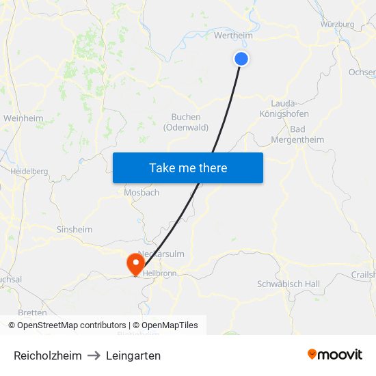 Reicholzheim to Leingarten map