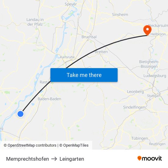 Memprechtshofen to Leingarten map