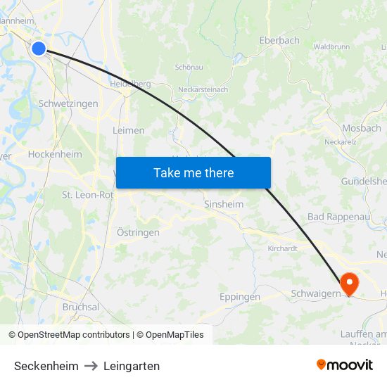 Seckenheim to Leingarten map