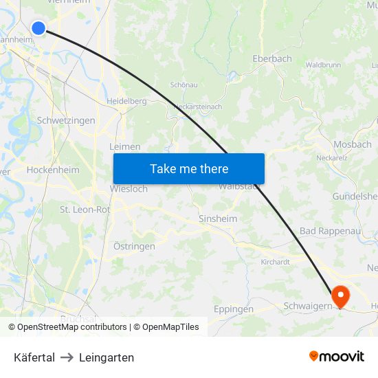 Käfertal to Leingarten map