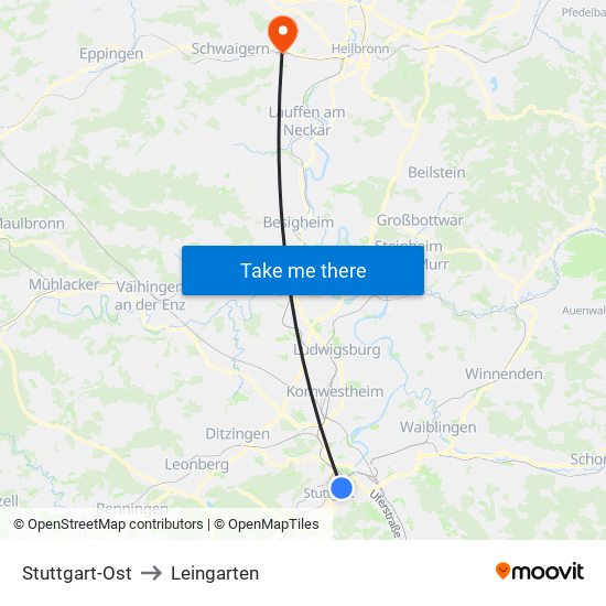 Stuttgart-Ost to Leingarten map