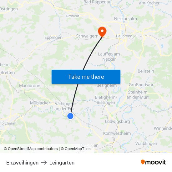 Enzweihingen to Leingarten map
