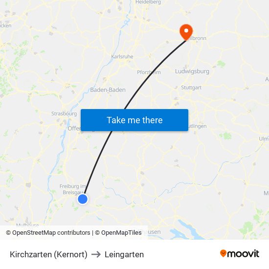 Kirchzarten (Kernort) to Leingarten map