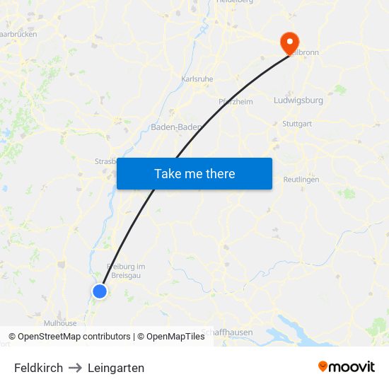 Feldkirch to Leingarten map