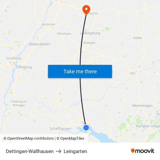 Dettingen-Wallhausen to Leingarten map