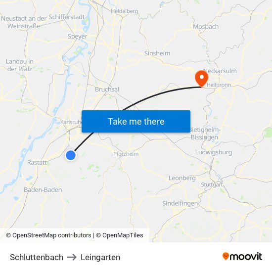 Schluttenbach to Leingarten map