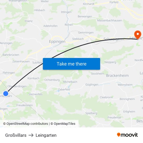 Großvillars to Leingarten map